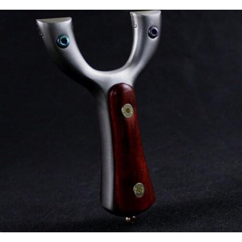 Powerful Hunting Shooting Stainless Steel Solid Wood Slingshot With Flat Rubber Band Archery Recurve Bow Arrow Pocket Catapult