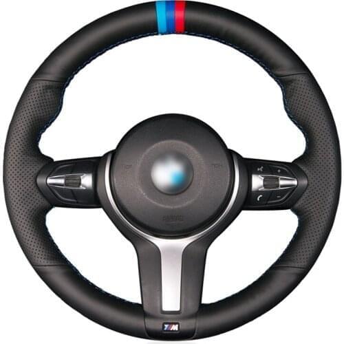 Hand-stitched Black Genuine Leather Car Steering Wheel Cover for BMW M Sport F30 F31 F34 F10 F11 F07 X3 F25 F32 F33 F36 X1 F4