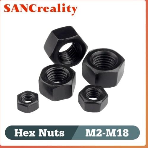 Hexagon Hex Nuts M2 M2.5 M3 M4 M5 M6 M8 M10 M12 M14 M16 M18 M20 M22 M24 M27 M30 M36 black oxide carbon steel metric hex nuts