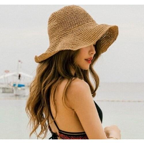 Ladies summer outing sun hat holiday summer hat seaside beach hat tide summer hat folding straw hat