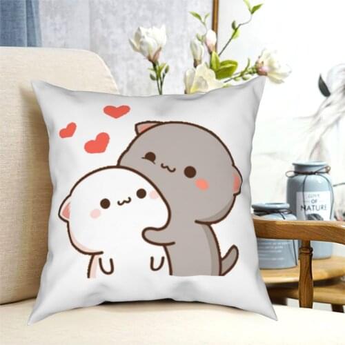 Cute Cat Peach Goma Pillowcase Soft Polyester Cushion Cover Decoration Pillow Case Cover Home Wholesale 40*40cm