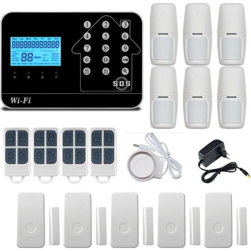 WIFI GSM Alarm System Home Security Android IOS APP Wireless PIR Motion Detector Sensor PSTN Burglar Alarm System Kit