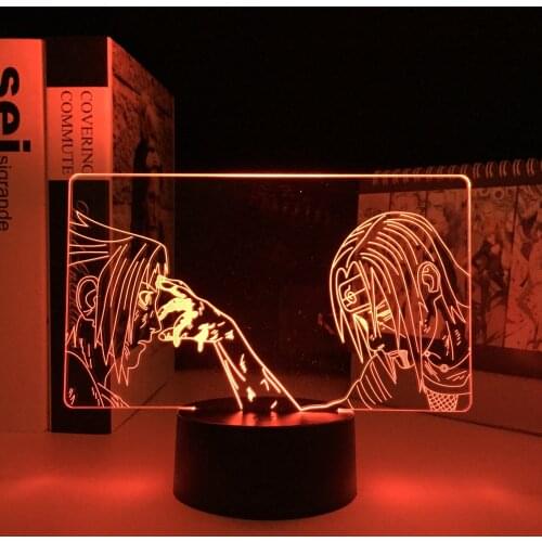 ITACHI SASUKE FOREHEAD LED ANIME LAMP 3D Japanese Anime Remote Control Colors Base Atmosphere 3d Night Light Gift Lamp