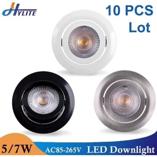 10 PC5W 7W LED Downlight AC85-265V Ceiling Lamp Round Recessed Indoor Home Room Warm Cold White Ultra Thin Spotlight Light