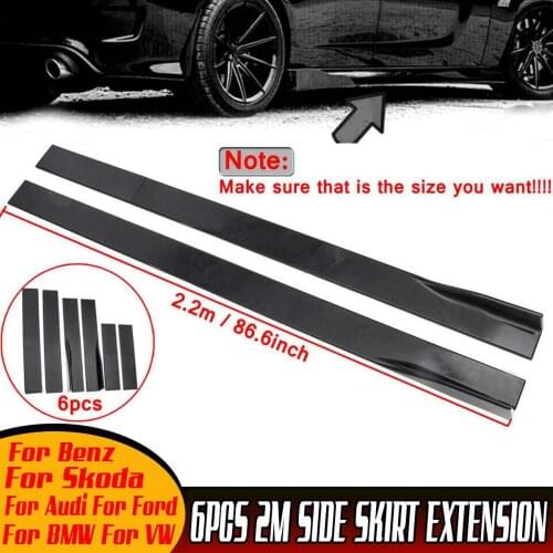 2Pcs 2m/2.2m Universal Car Side Skirts Extensions Splitters Side Skirt Lip For Benz For Skoda For Audi For Ford For BMW For VW