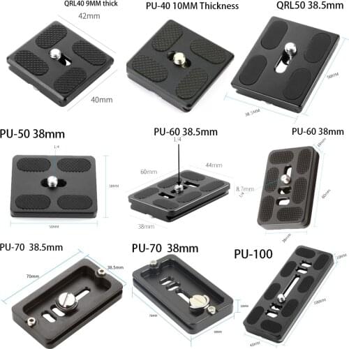 Universal Tripod Monopods PU-40 Quick Release Plate PU-50 60 70 Tripod Ball Head Arca Swiss 1/4" Inch Screw Camera Accessories