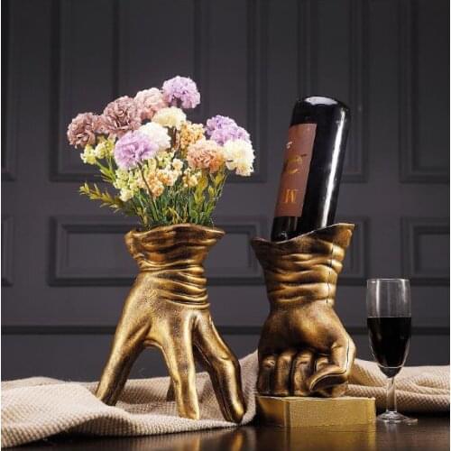 European retro wine rack hand decoration wine cabinet decoration wine rack creative living room vase resin crafts furnishings