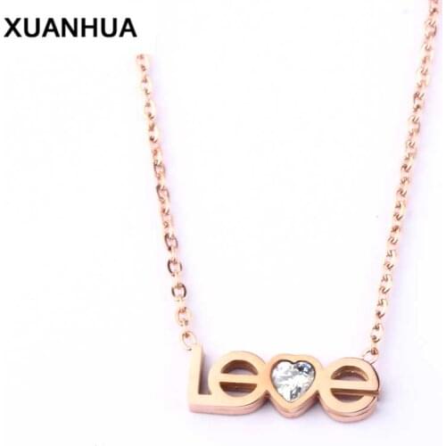XUANHUA Stainless Steel Women Fashion Jewelry Accessories Love Heart Necklace Jewellery Valentines Day Gift For Women Choker
