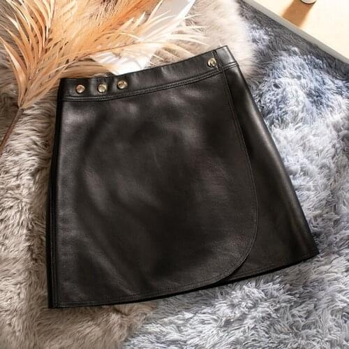 Genuine Sheepskin Leather Skirt Women Summer 2021 Female High Waist Skirts Short Skirt Sexy Slim Mini Skirt Vrouw Rokken Zjt2443