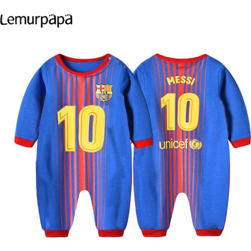 Newborn Baby Football Clothes 2021 Autumn Long Sleeve Romper Onesie Soccer No.10 Infant Boy Girl Costume Outfit Sport Jumpsuits