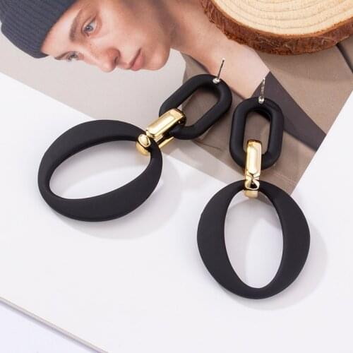 New Korean Acrylic Earrings For Women Bohemian Black Colour Earrings Big Geometric Drop Earring 2021 Female DIY Fashion Jewelry