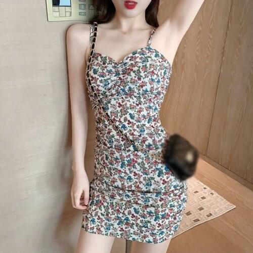 Sexy Suspender Floral Print Dress Retro Women Summer Slim Dress Fashion Vestidos