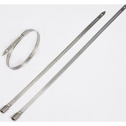 10pcs High Quality 304 Stainless Steel Metal Cable Ties 4.6mmx300mm Self-Locking tie wrap zip ties wire hose exhaust pipe clamp