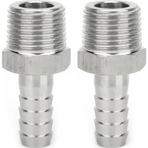 2Pcs 1/2 Inch BSPT Male Thread Connector Pipe Fitting + Barb Joint Quick Coupling Connector