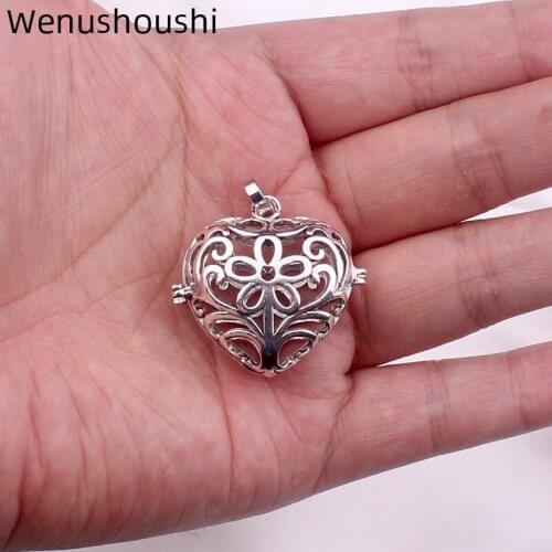 5pcs wholesale 3.3*3.1*2.5cm vintage flowers carve heart charms for jewelry making DIY necklaces hearts accessories di047