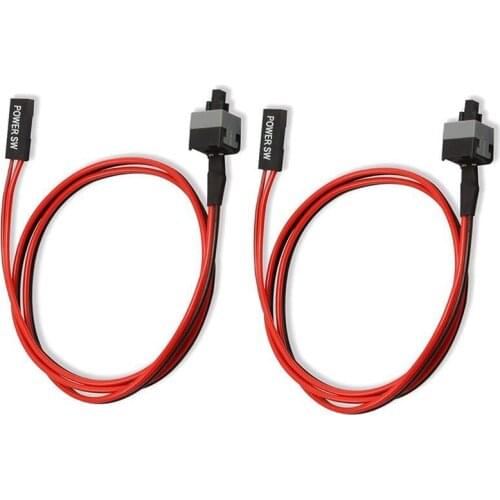 ABSF 2 Pack 2 Pin SW PC Power Cable on/off Push Button ATX Computer Switch Wire 45cm