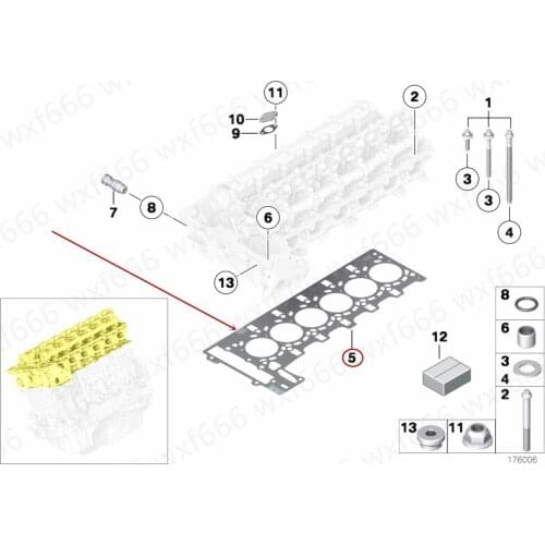 Car Cylinder pad Cylinder mattress Suitable for E60b mwE83 E90 F18 N52 523 525 325 X3 2.5 2005-2012 Cylinder head seal