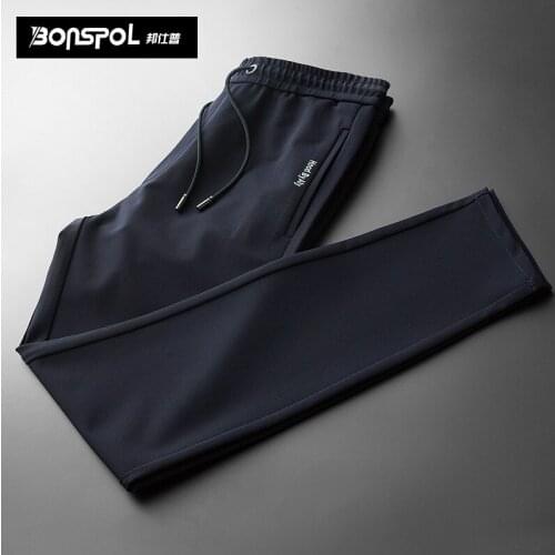 Brands Quality Autumn Mens Straight Black Trousers Lace-up Spring Casual Trousers Boys Long Pants