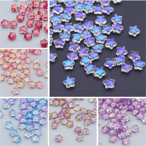 50/100Pcs Mixed AB Gradient Color Star Czech Glass Beads For Jewelry Making Handmade Necklace Bracelet Earrings Diy Accessory