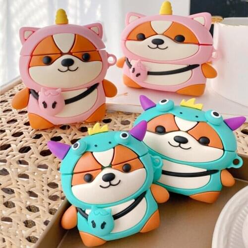 For Airpods Pro 3D Cute Cartoon Shiba Inu Puppy Earpods Case for Apple Airpods 1 2 3 Kawaii Backpack Dog Wireless Earphone Cover