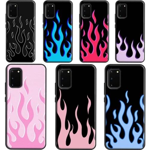 Flame Aesthetic Light Blue Fire Pink Phone Case For Samsung Galaxy S21 Ultra S20 FE S10E S8 S9 S10 Plus Cover For Note 10 9 20