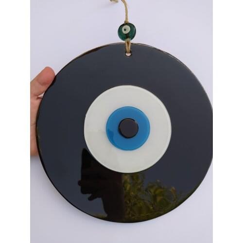 Black Evil Eye 25cm Opaque Glass Bead Turkish Handmade Big Amulet for Wall Hanging Ojo Turco Boho Home Decor Nazar Boncugu