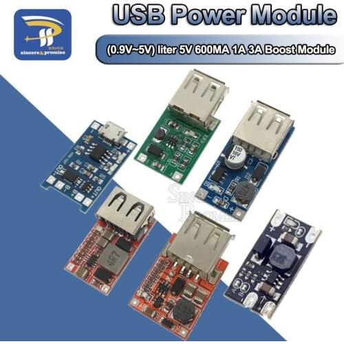 DC-DC adjustable boost power supply module USB battery board 0.9V~5V liter 5V 600MA 1A 1.5A 3A USB Output charger Step Up module