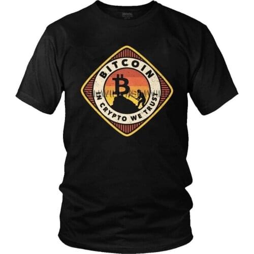 Vintage Style Bitcoin T Shirt Mens Cotton Printing T-shirts Graphic Tshirt Short Sleeve Retro in Crypto We Trust Miner Tees Top