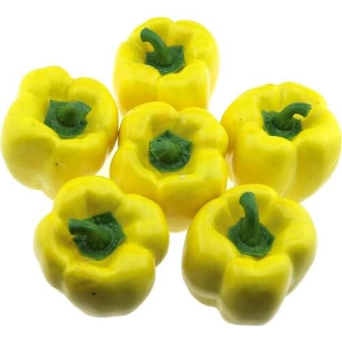Gresorth 6 PCS Artificial Yellow Space Pepper Fake Vegetables Home Kitchen Decoration