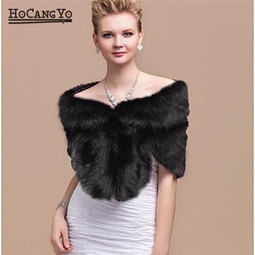 HCYO Winter Bridal Faux Fur Coat Women Wedding Shawl Evening Party Wraps Slim Fur Shoulder Capes Elegant Ladies Faux Fur Cloak