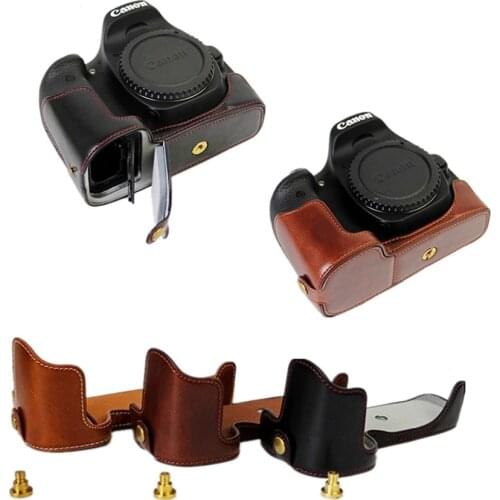 PU Leather case Half cover Camera bag For Canon EOS 90D 80D 70D 60D 80DII With Battery Opening