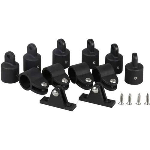 12Pcs Boat Nylon Fittings Set Black Fits 3 Bow Bimini Top lightweight and durable Yacht Accessories