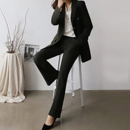 Work Pant Suits OL 2 Piece Set for Women Business interview uniform smil Blazer and Pencil Pant Office Lady suit set