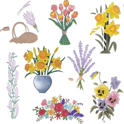 Lavender Daffodil Morning Glory Flowers Metal Cutting Dies for DIY Scrapbooking Embossing Paper Cards Decorative Crafts New 2019