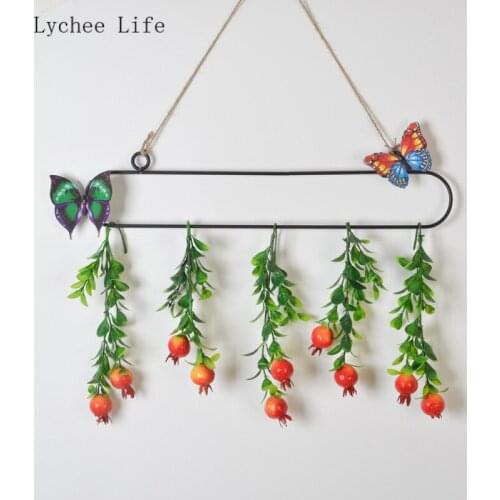 Lychee Life Boho Eucalyptus Leaves Wrought Iron Wreath Wall Hanging Simulation Wedding Flower Home Decoration