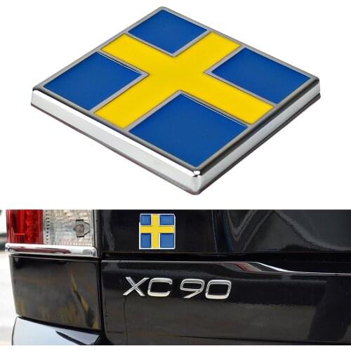 Metal 3D Sweden Nation Flag Car Sticker for Volvo XC90 S90 S60L V40 V60 S80 XC60 Auto Swedish Rear Trunk Badge Emblem Decor