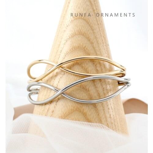 Fashion Gold Silver Color Adjustable Open Cuff Bracelets for Women Man Jewelry Trendy Simple Infinite Bangles Party Gift