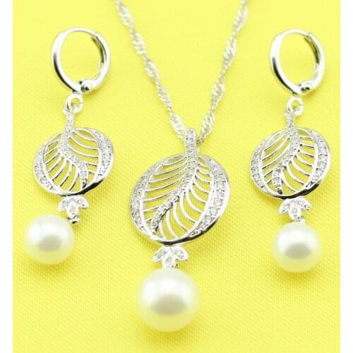 XUTAAYI Imitation Pearl Sets, Captivating Silver colorcolor Overlay Necklace And Drop Earrings For Women