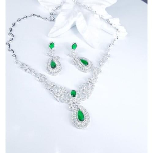 2021 new fashion bohemia blue purple flower cz zircon golden necklace earring set,wedding bride banquet dress dinner jewelry set