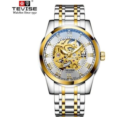 2021 NEW TEVISE Skeleton Watches Mechanical Automatic Watch Men Sport Clock Casual Business Luminous Wrist Watch Relojes Hombre