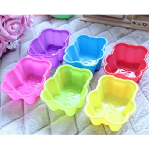 New 6 pcs Bear Silicone Cake Cupcake Cup Cake Tool Bakeware Baking Silicone Mold Cupcake and Muffin Cupcake for DIY