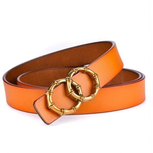 New woman belt genuine leather pu mixed high quality female strap fashion designer brand thin belt two circle metal buckle