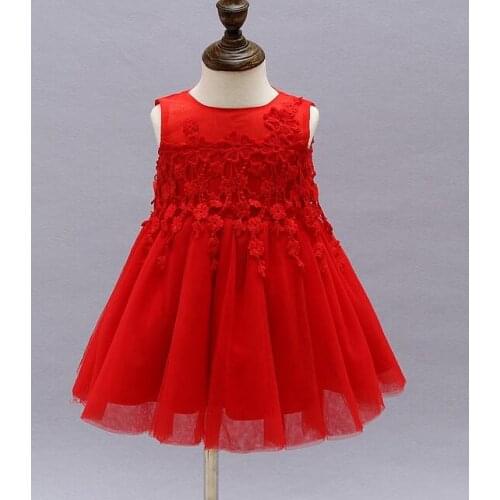 Red First Communion Dresses For Girls 2016 Brand Tulle Lace Infant Toddler Pageant Flower Girl Dresses for Weddings and Party