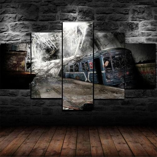 Abandoned Underground Railway Poster 5 Panel Canvas Picture Print Wall Art Canvas Painting Wall Decor for Living Room No Framed