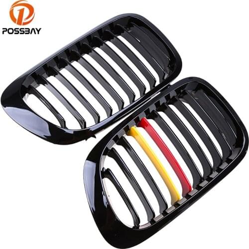 POSSBAY Car Front Kidney Gloss Black Red Yellow Grille Grills for BMW 3-Series BMW M3 323Ci/325Ci/328Ci Cabrio 2001-2006