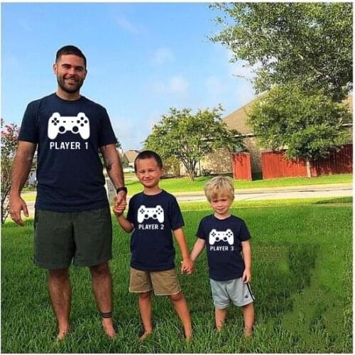 Player 1 Player 2 Matching Shirts Dad and Son Matching Gaming Shirts PlayStation Remote Match Shirt Father and Kids Casual Tee