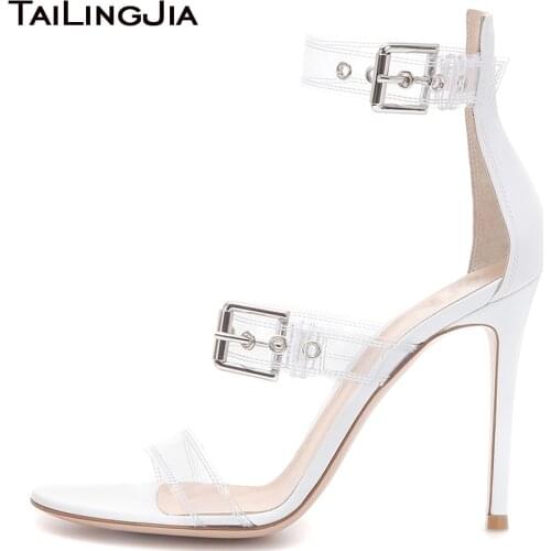 Sexy Open Toe High Heel Clear Sandals with Straps Womens Heeled Transparent Shoes PVC Stiletto Heels Ladies Summer Shoes 2019