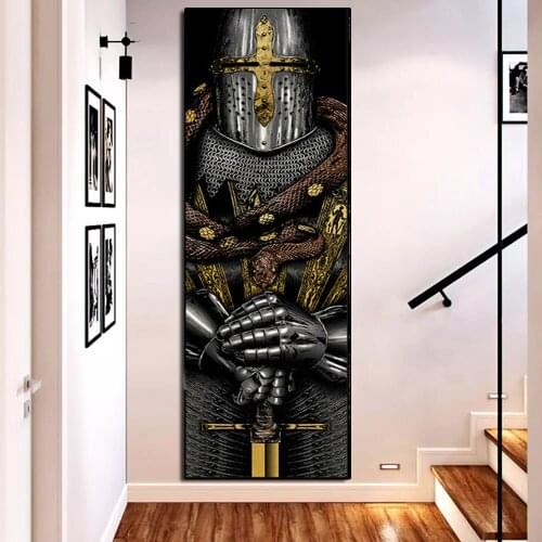 Nordic samurai lion sword DIY diamond painting full drill diamond embroidery mosaic art Industrial Loft style Decor B61