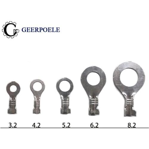 50 pcs/lot O-Type 3.2/4.2/5.2/6.2/8.2 Splice Terminals Tin Cold Pressed Electric Plating Cosse Sertir For Cable Car Speaker Male