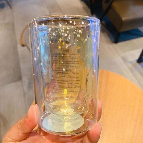 Star Daddy Cup Aurora Colorful Double Glass Dream Girl 296ml Coffee Cups Mug